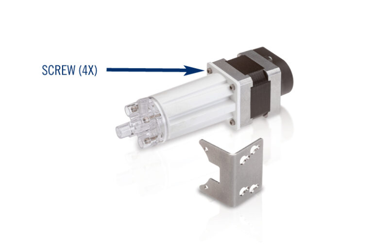A diagram of a mounting bracket and a port head configuration on a variable volume pump.