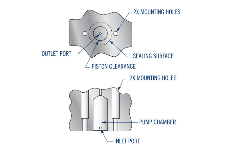: Inspection drawing for specific manifold mounting hole specifications.
